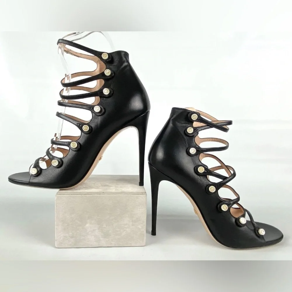 GUCCI ANETA CAGED BOOTIES w GG BUTTONS - Picture 7 of 16